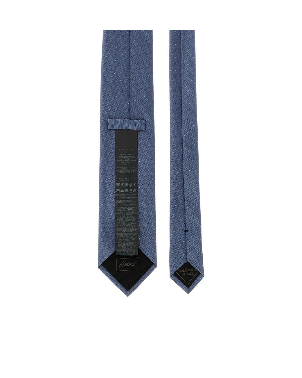 Brioni Blue Micro-Dot Herringbone Silk Tie for men