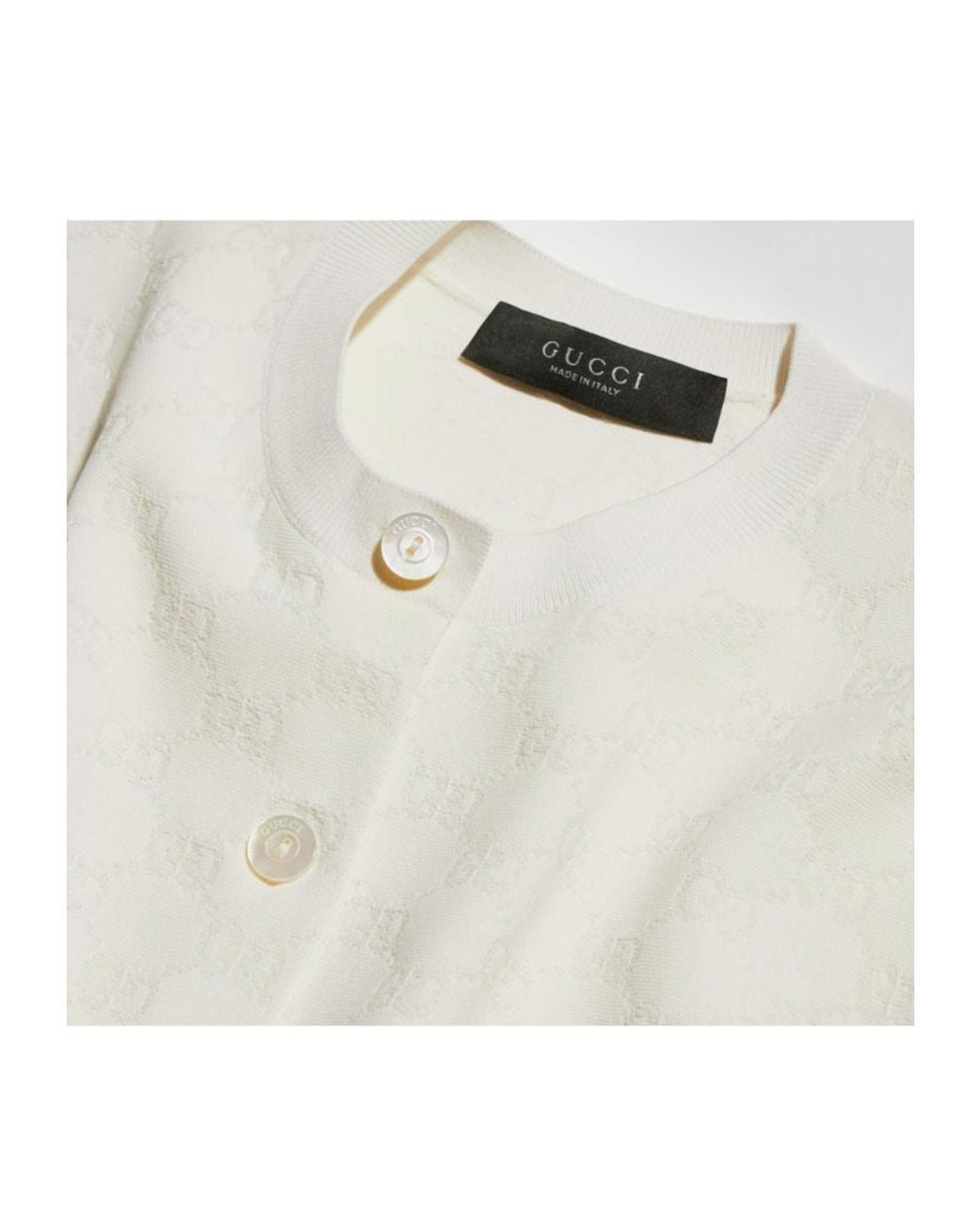 Gucci White Gg Fine Viscose Jacquard Cardigan