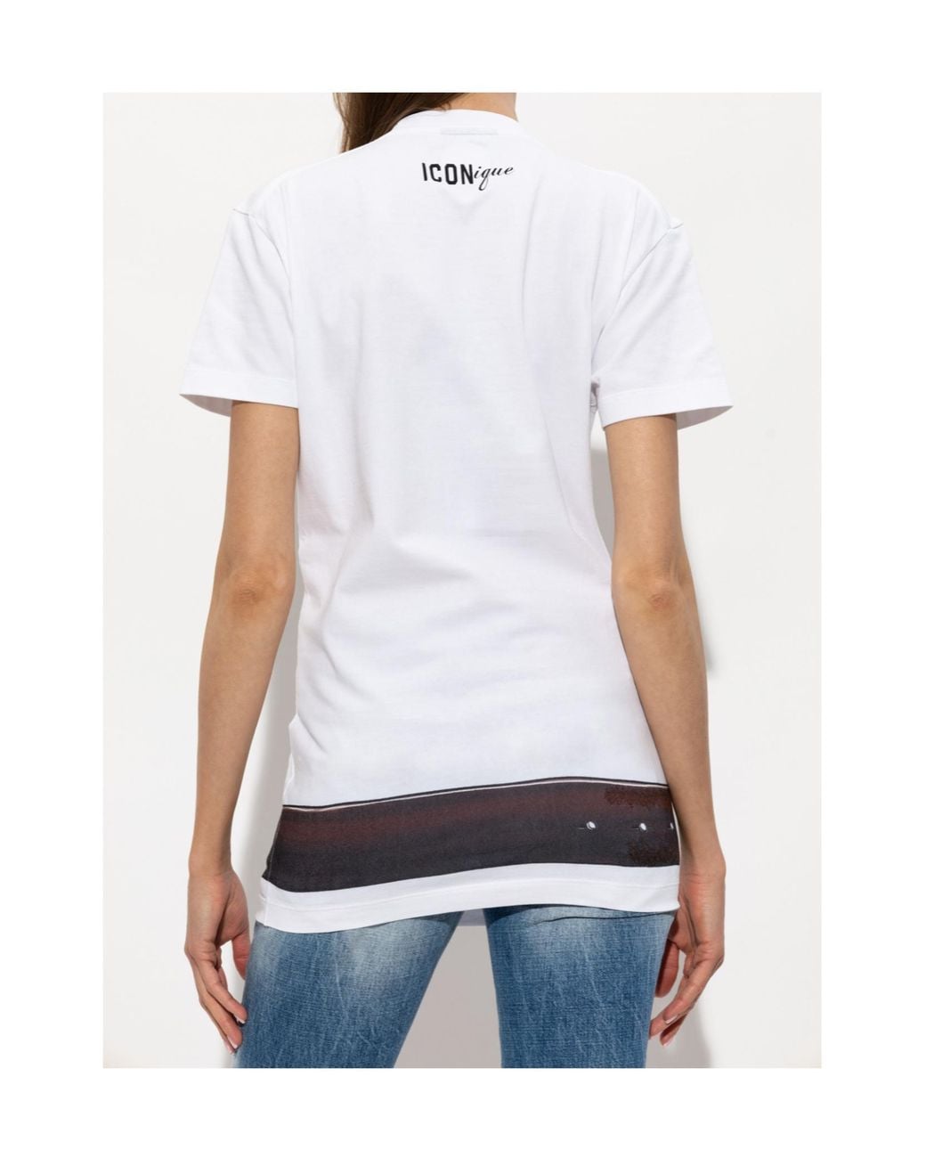 DSquared² White Iconique Belt Print T-Shirt
