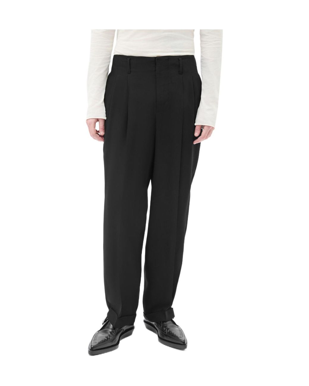 Ann Demeulemeester Black Agdar Pleated Tapered Trousers for men