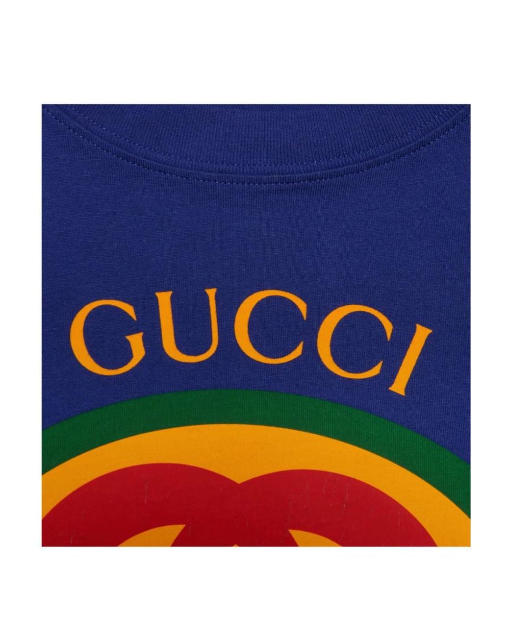 Gucci Blue Vintage Logo Printed Crewneck T-Shirt for men