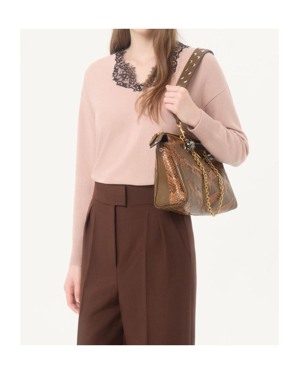 Valentino Pink Cashmere Jumper With Lace