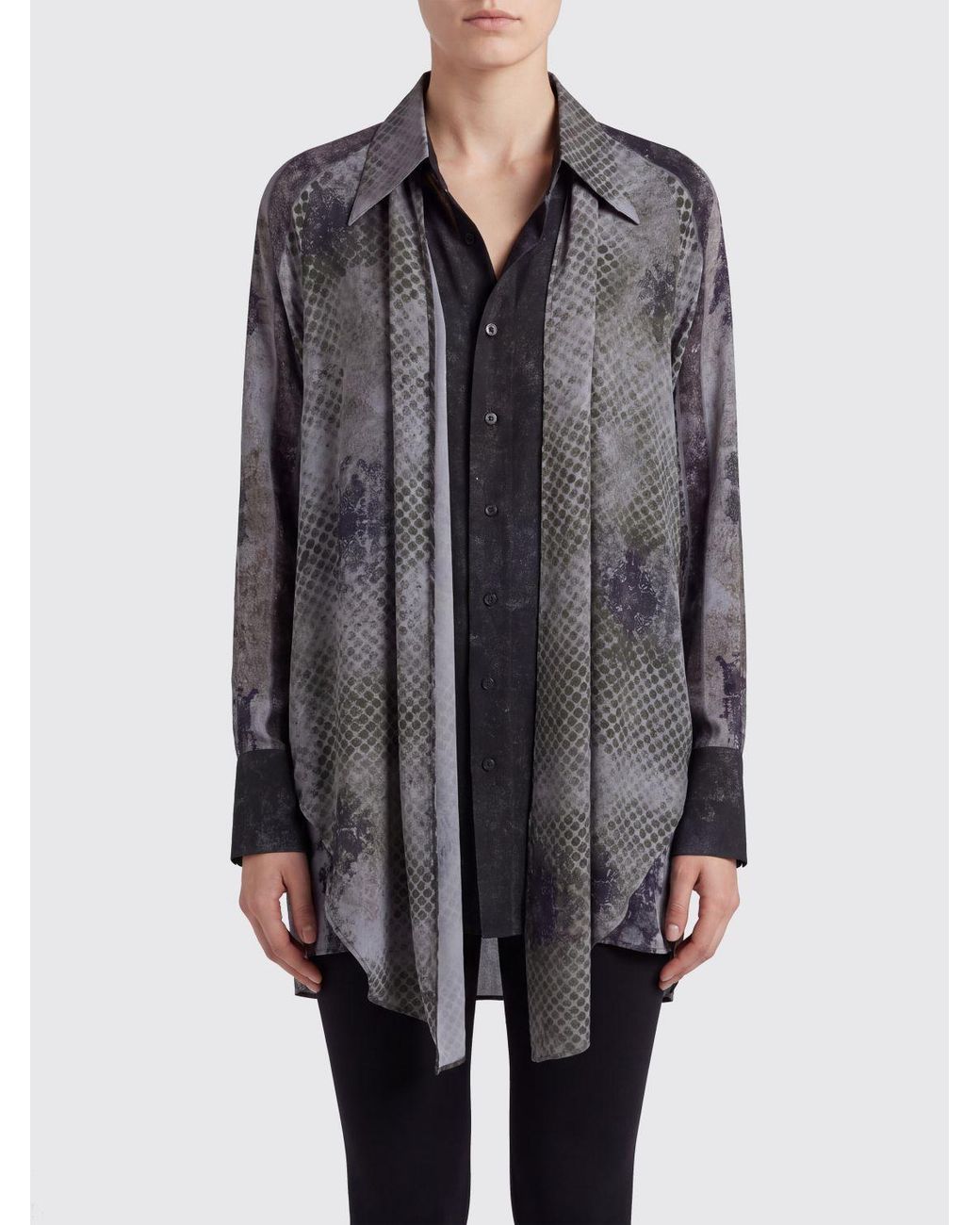Ziggy Chen Gray Draped Long Shirt