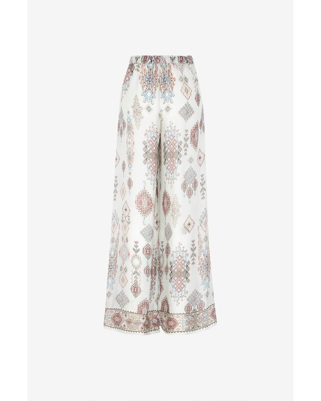 Ermanno Scervino White Patterned Wide-Leg Pants
