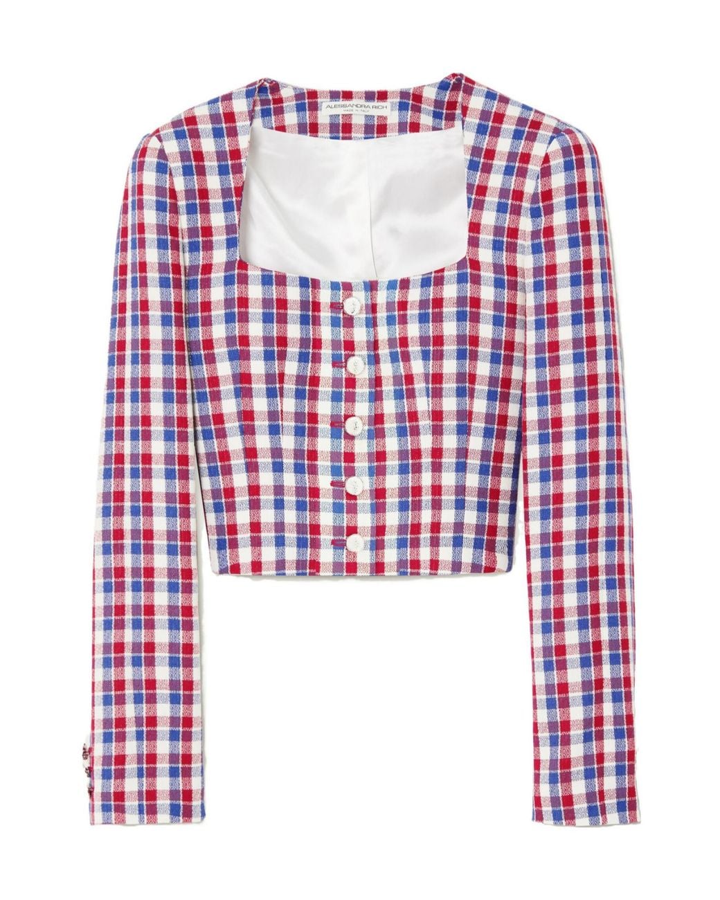 Alessandra Rich Red Plaid Cropped Jacket