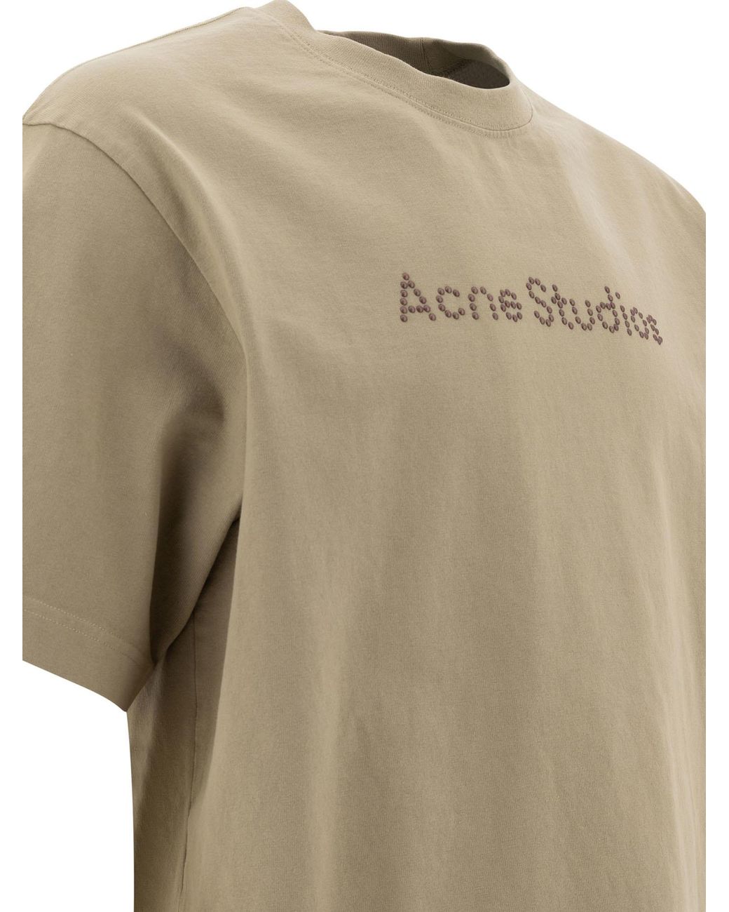 Acne Natural Logo Studded Crewneck T-Shirt for men