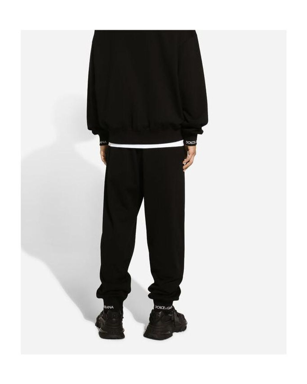 Dolce & Gabbana Black Logo Patch Drawstring Pants for men