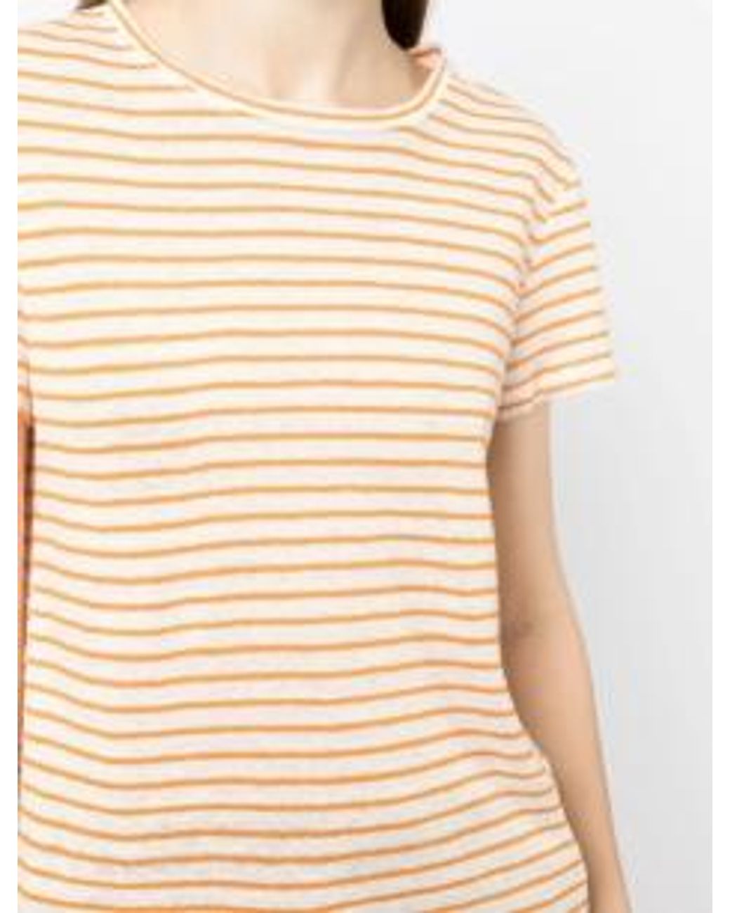 FRAME Natural Striped Organic-Linen T-Shirt