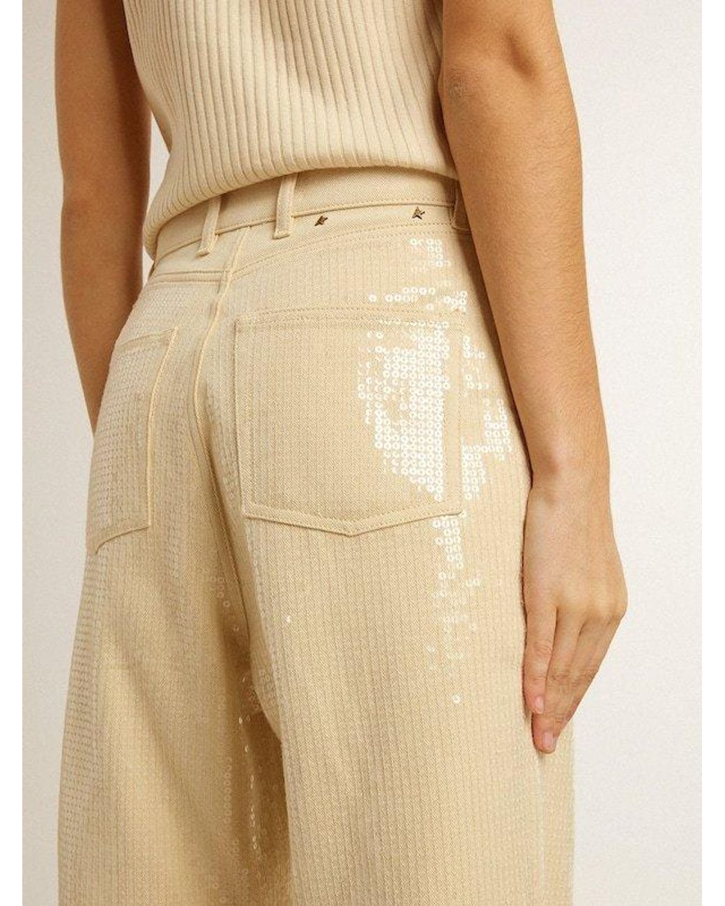 Golden Goose Deluxe Brand Natural Kim Sequin Embellished Jeans