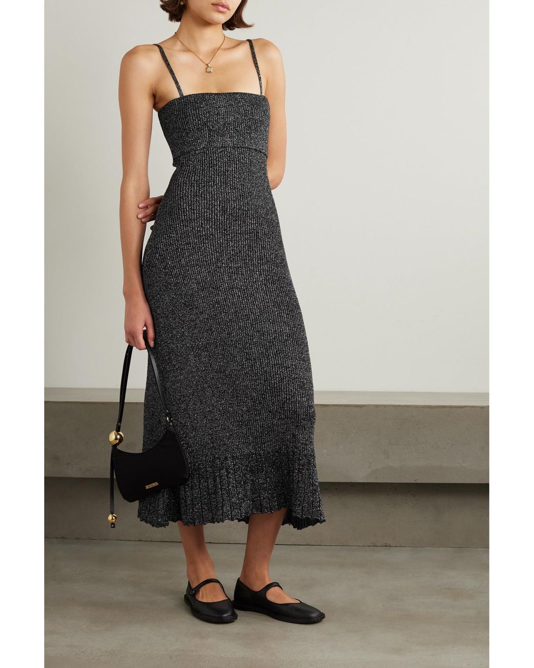 Proenza Schouler Black Lorenia Metallic Lamé Maxi Dress