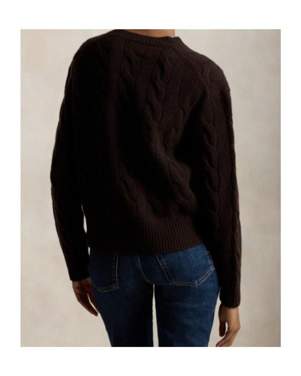 Polo Ralph Lauren Brown Logo Embroidered Cable-Knitted Jumper