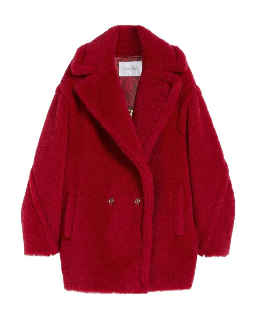 Max Mara Red Double-Breasted Long-Sleeved Coat