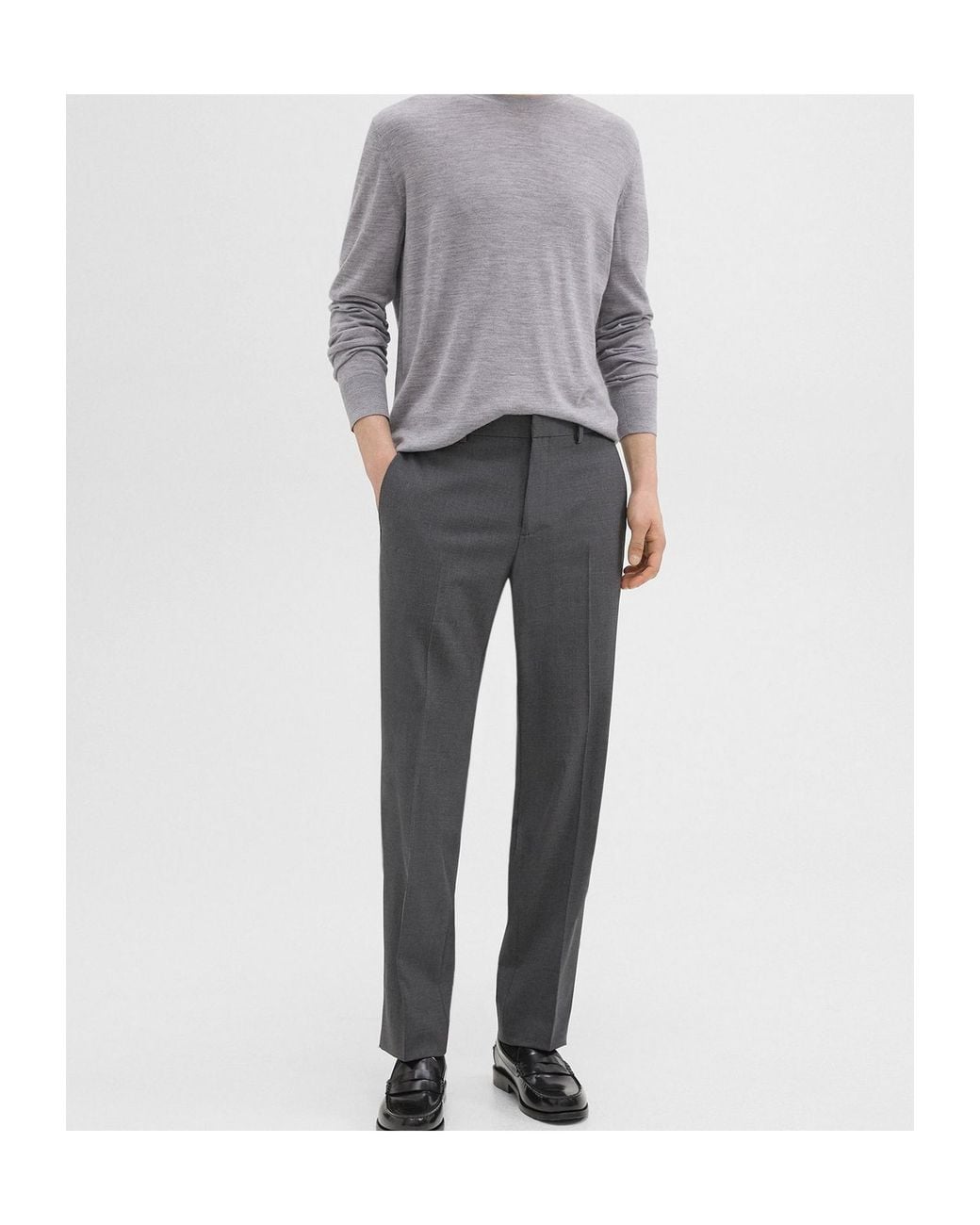 Theory Gray Regular Fit Straight Leg Pants for men
