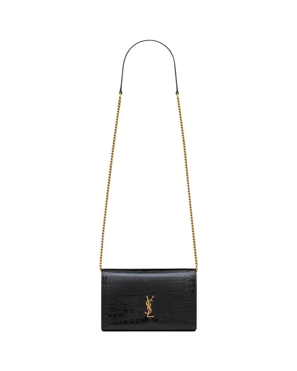 Saint Laurent White Cassandre Envelope Chain Wallet