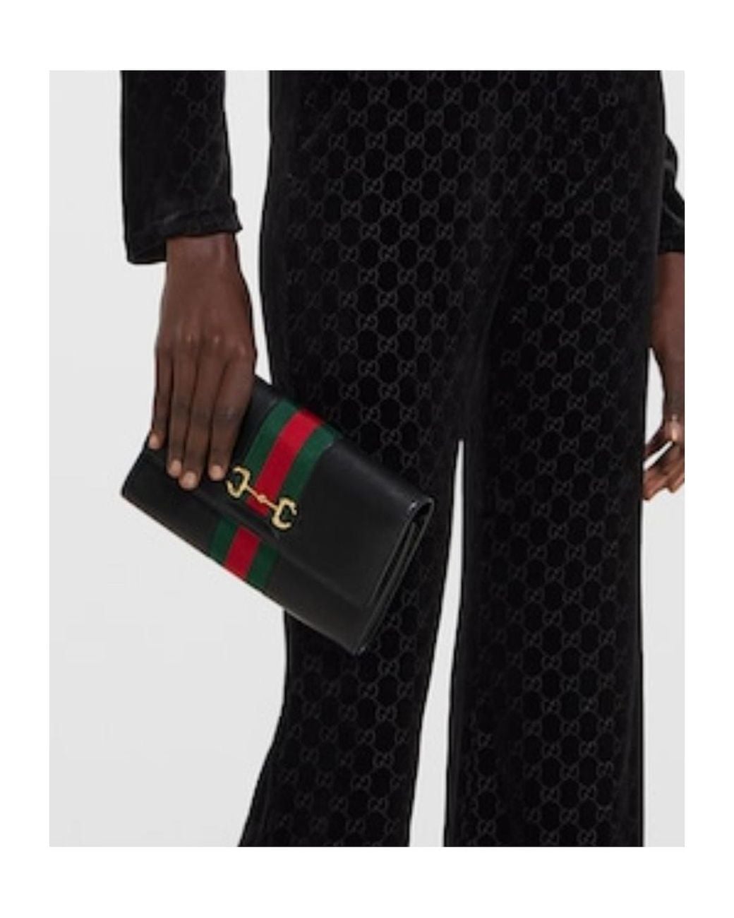 Gucci Black Strapped Horsebit Web Wallet