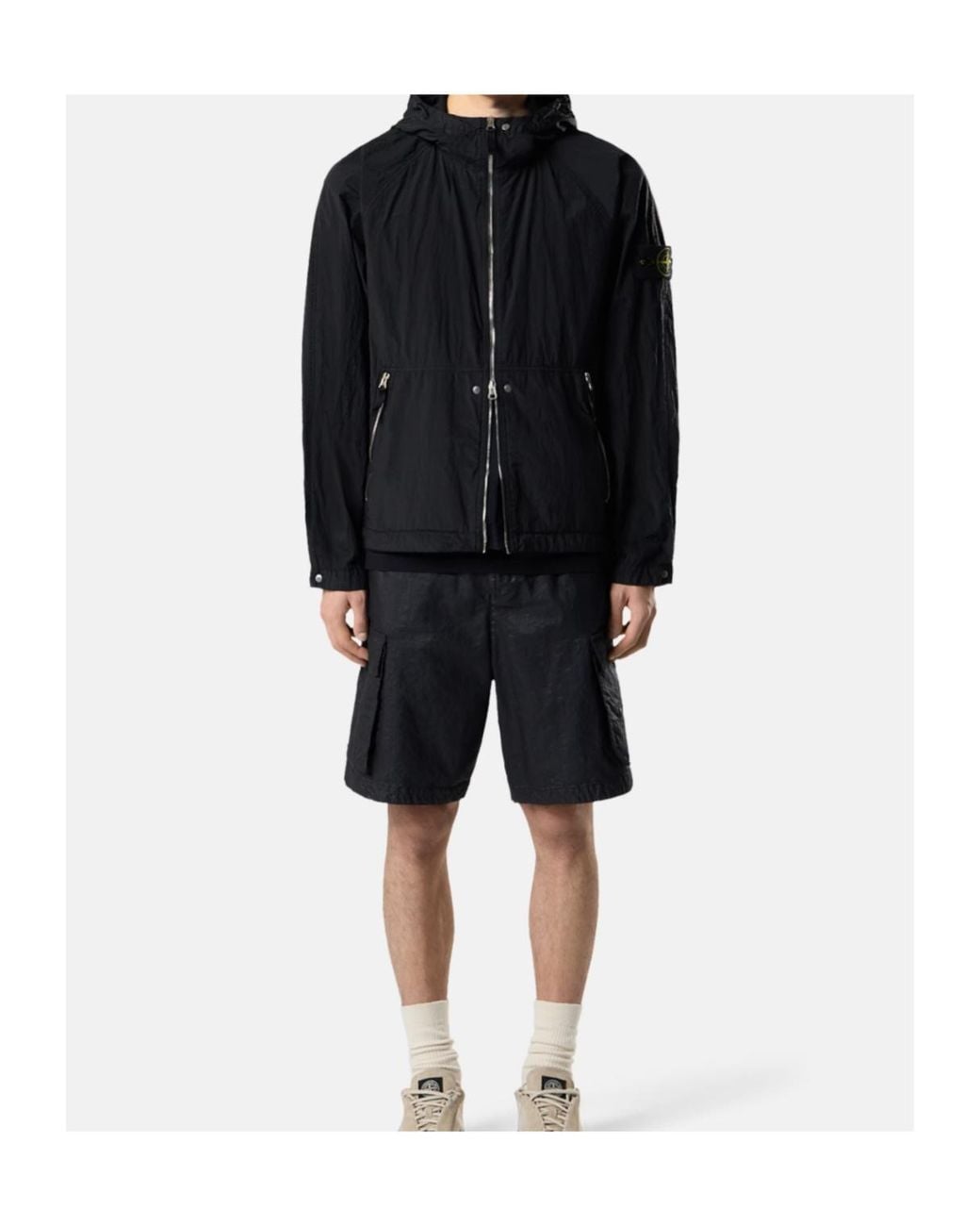 Stone Island Black Logo Patch Zip-Up Jacket for men