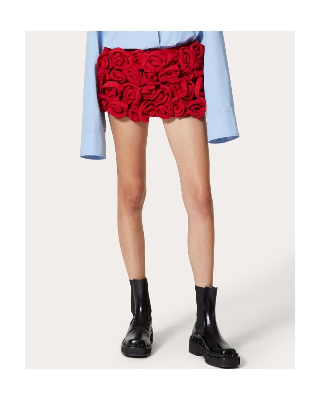 Valentino Red Crepe Couture Skort