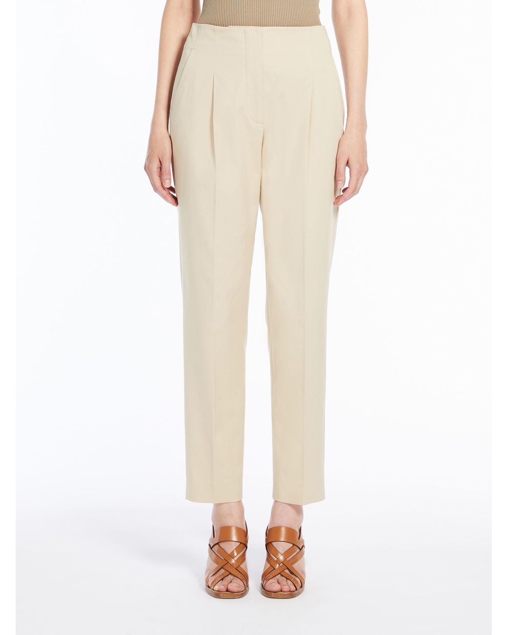 Max Mara Natural Logo Patch Straight Leg Pants