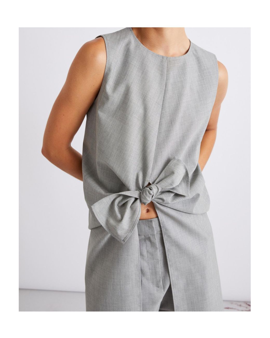 Marella Gray Long Wool And Silk Top