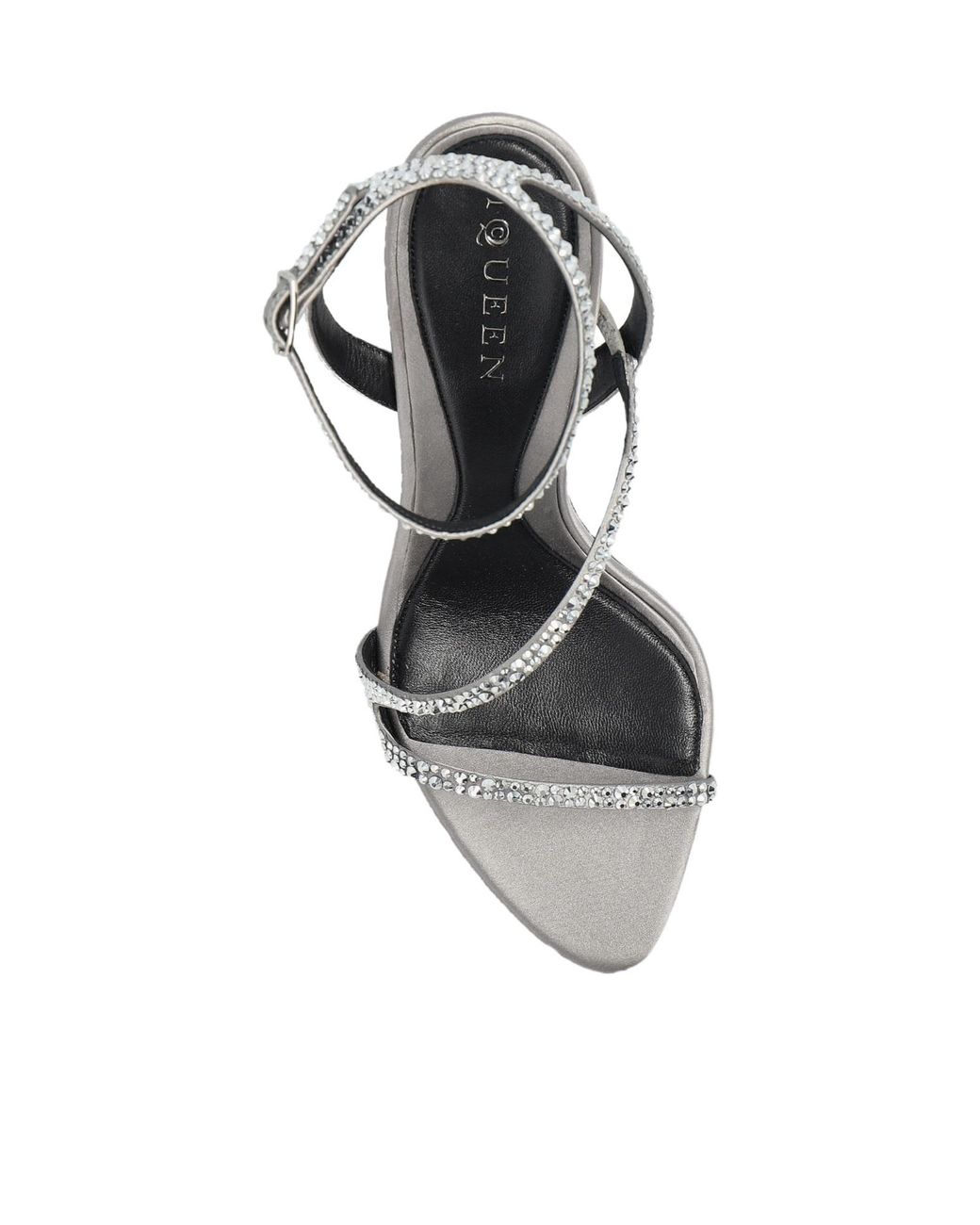McQueen White Crystal Strappy Heeled Sandals