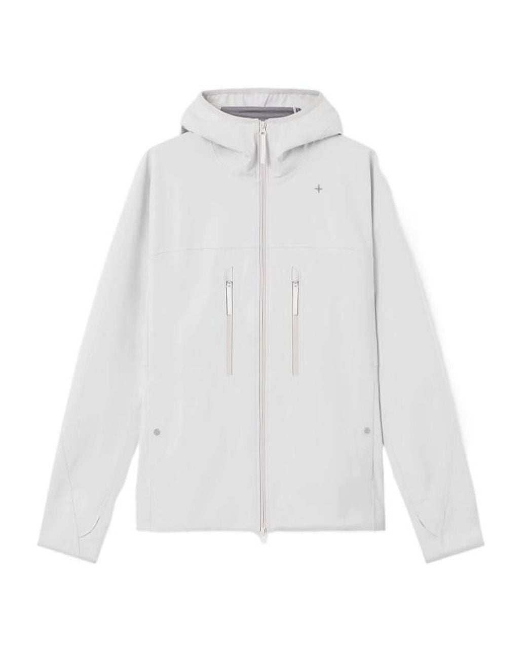 Stone Island White Oversized-Fit Zip-Up Hooded Sweatshirt With Zip Pockets for men