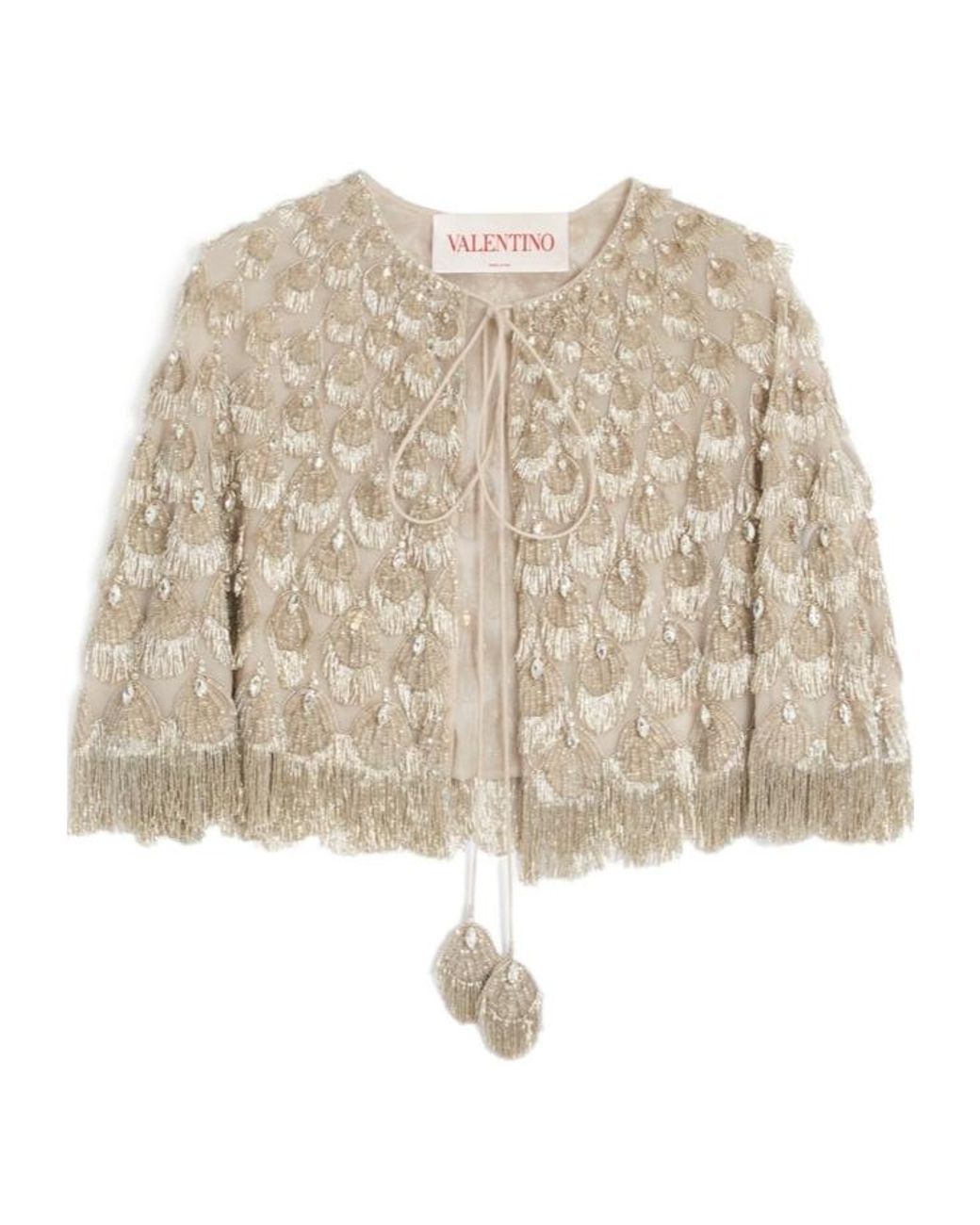 Valentino Natural Embroidery Organza Cloak