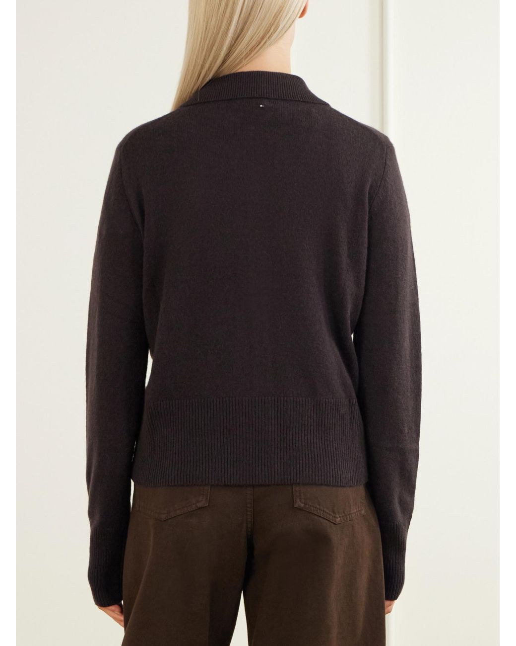 LeKasha Black Ribbed Cashmere Cardigan