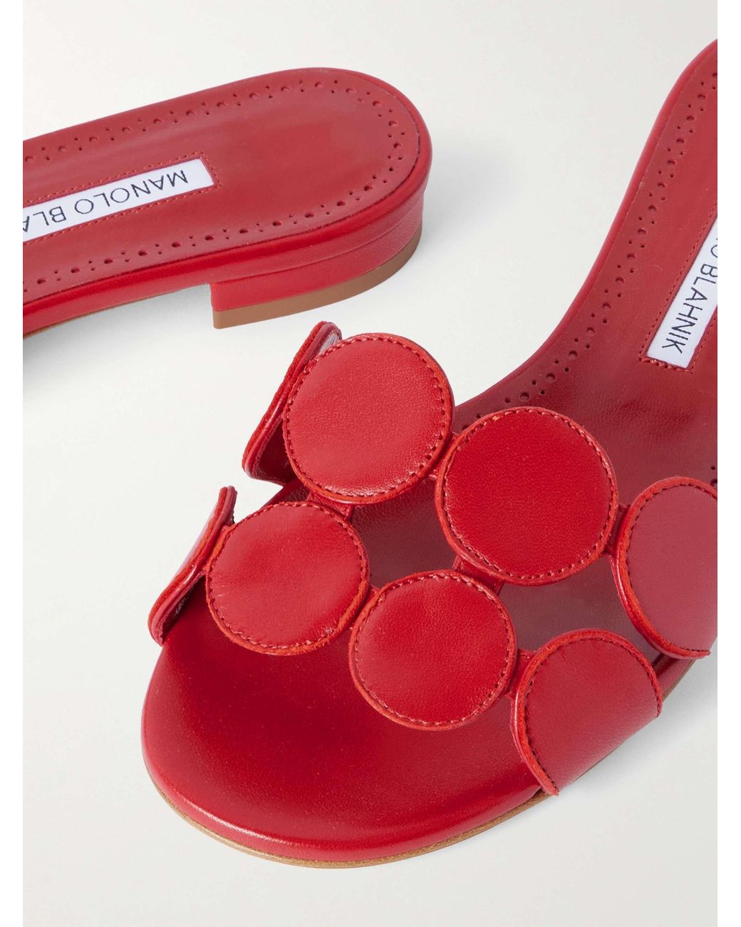 Manolo Blahnik Red Round Toe Slippers