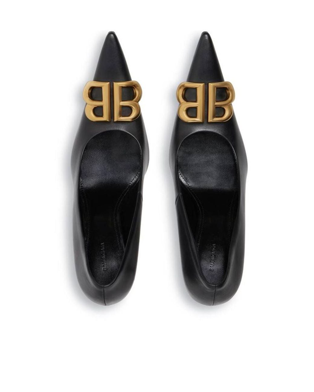 Balenciaga Black Logo Plaque Pointed-Toe Heels