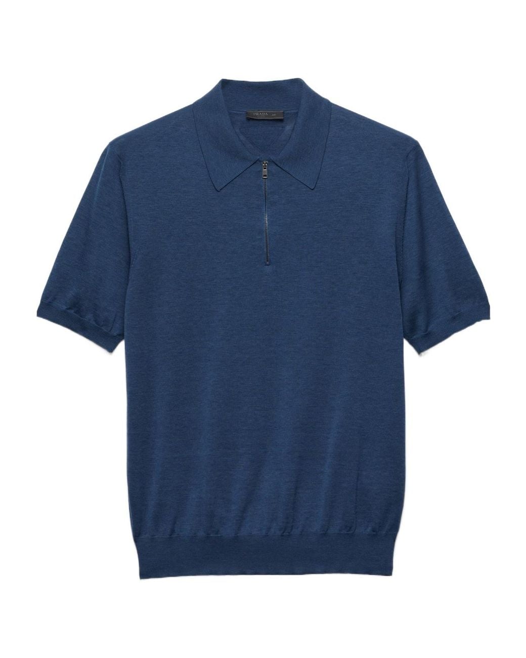 Prada Blue Silk And Cotton Polo Shirt for men
