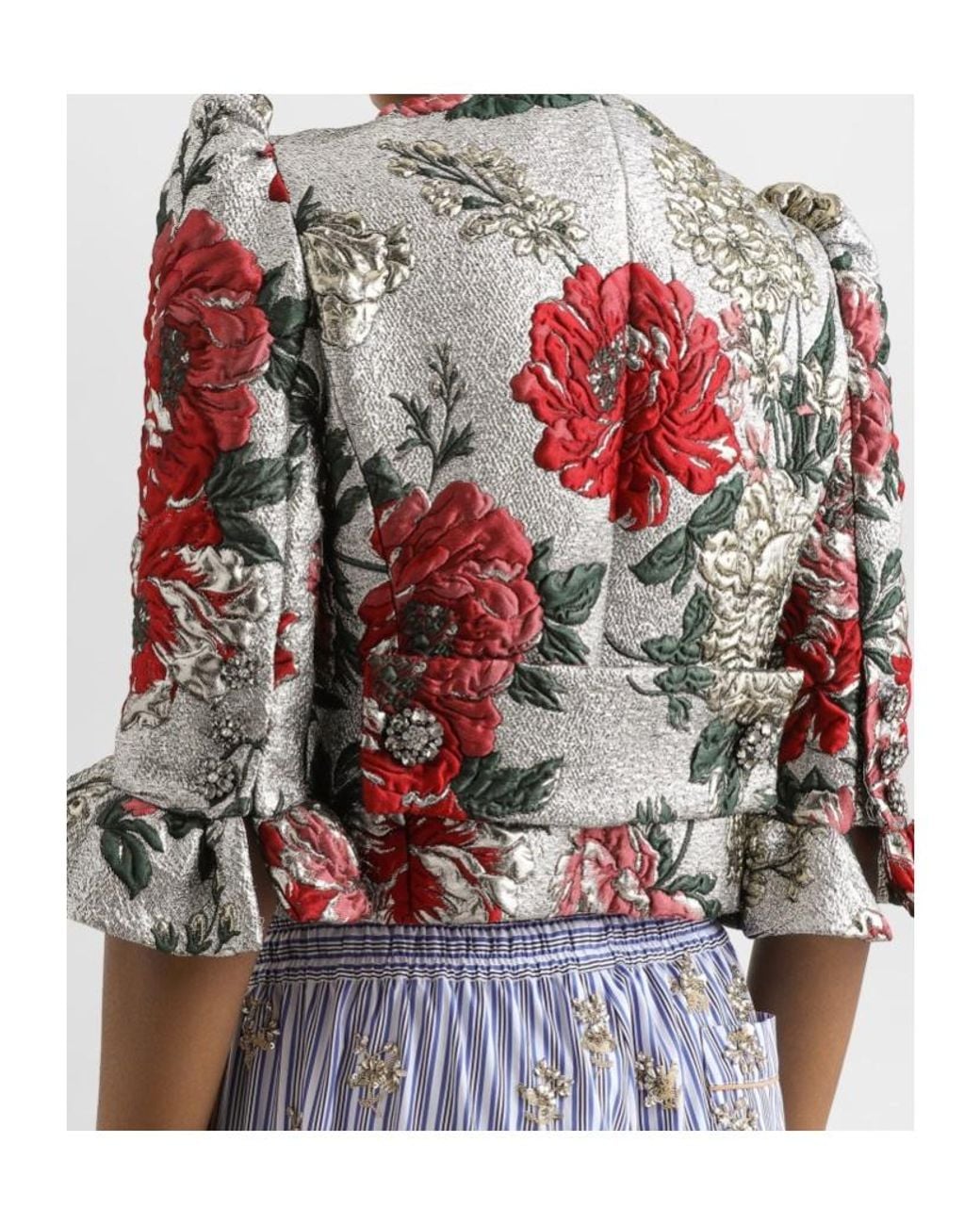 Dolce & Gabbana Red Single-Breasted Floral Jacket