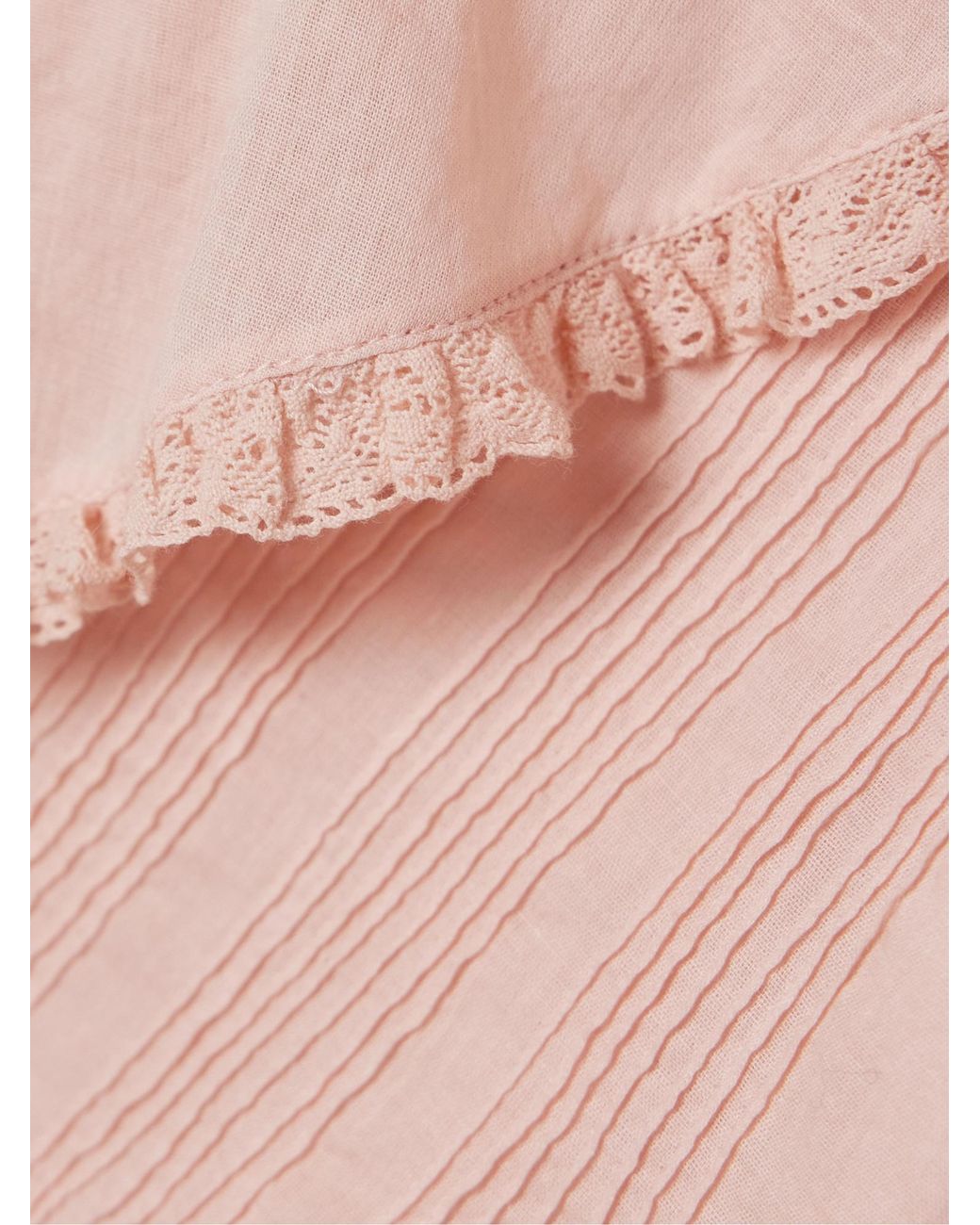 Doen Pink Lace-Trimmed Ruffled Shirt