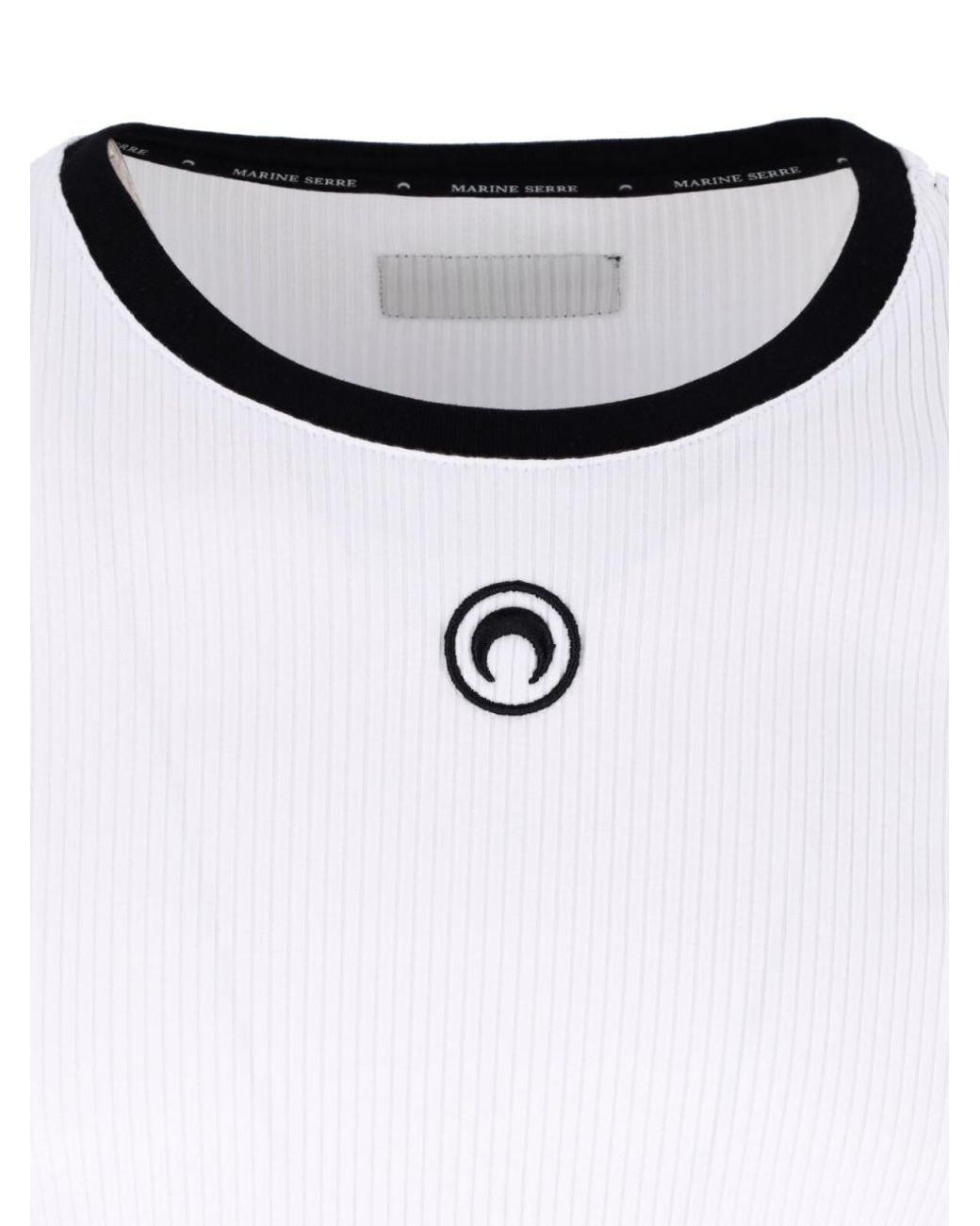 MARINE SERRE White Ribbed Long-Sleeve T-Shirt With Contrast-Color Trim for men