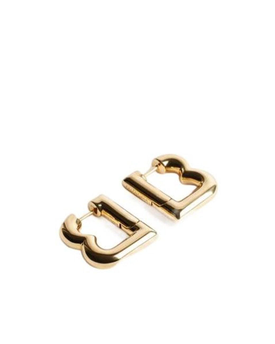 Balenciaga Metallic Logo Plaque Earrings