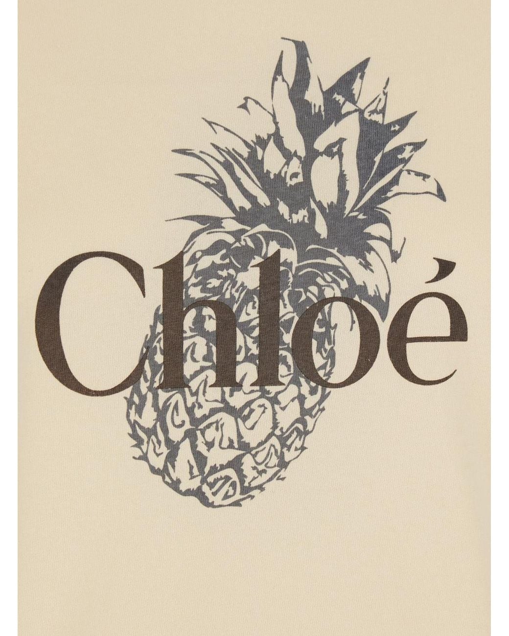 Chloé Natural Chloé Logo Printed Crewneck T-Shirt
