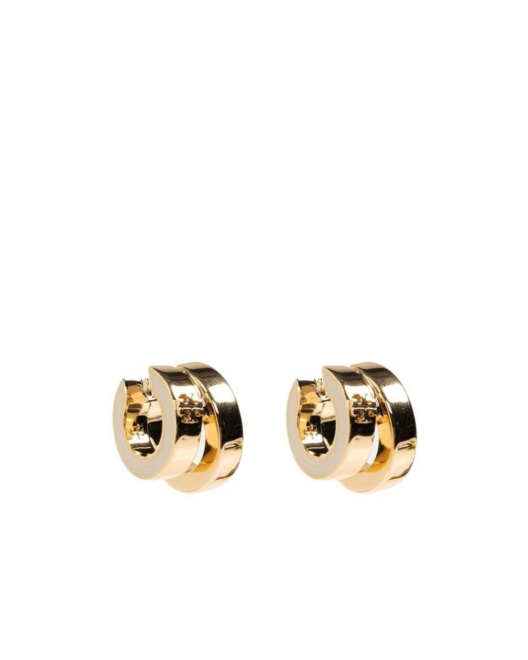 Tory Burch Metallic Icon Enamel Double Hoop Earrings