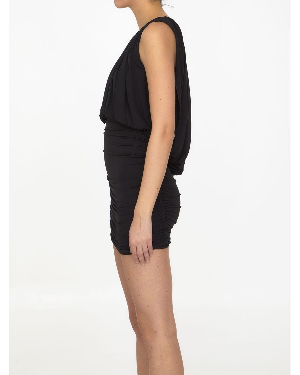 Saint Laurent Black Draped Detail Dress