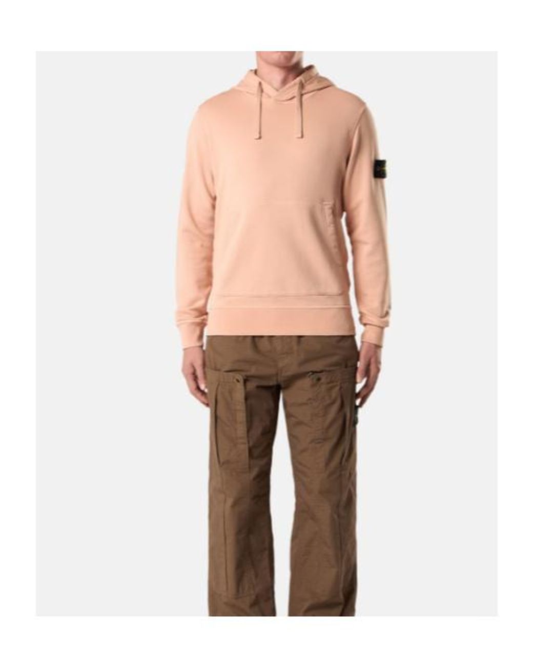 Stone Island Pink Logo Patch Drawstring Hoodie for men