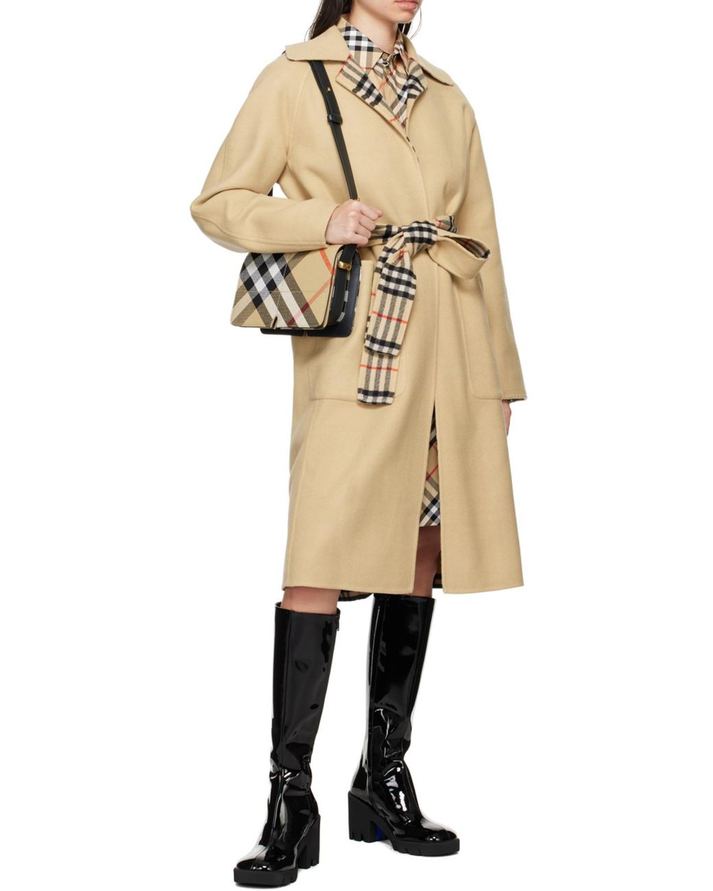 Burberry Gray Snip Checked Foldover-Top Shoulder Bag
