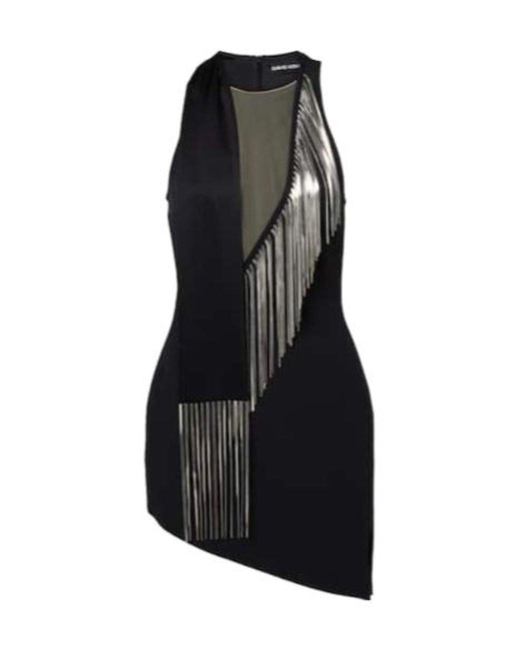 David Koma Black Metal-Trimmed Midi Dress