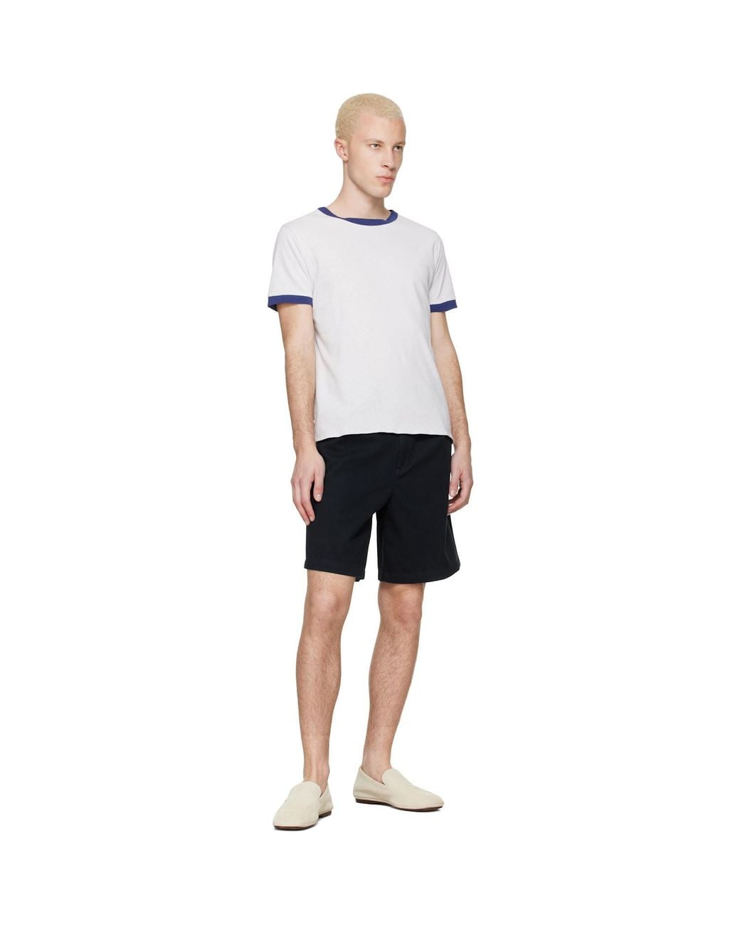 A.P.C. Blue Pleated Bermuda Shorts for men