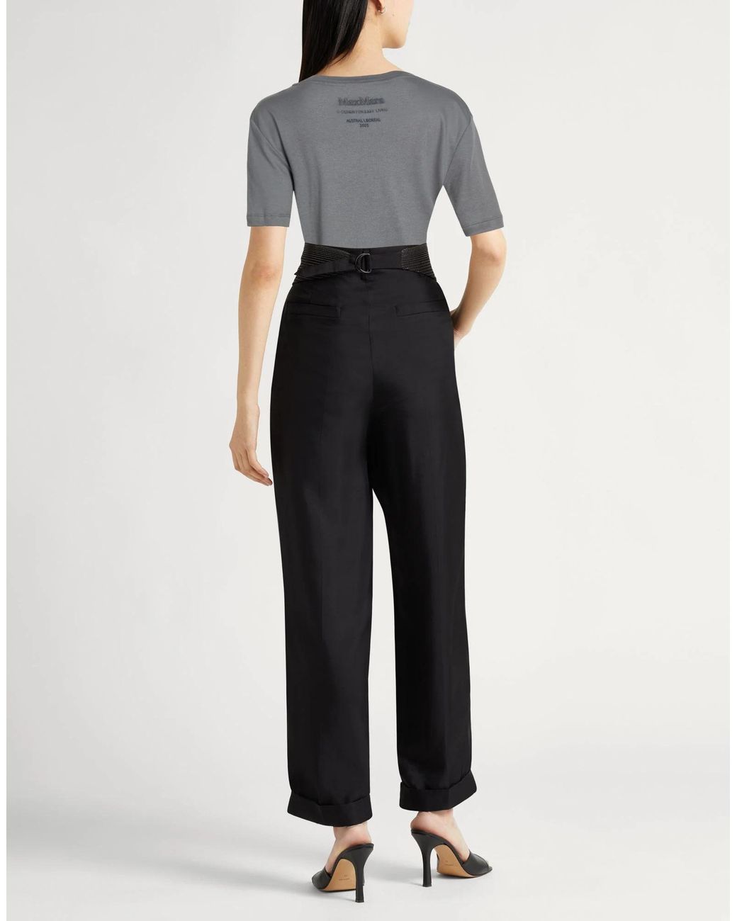 Max Mara Gray Basic Solid-Color T-Shirt