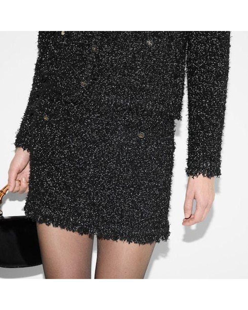 Gucci Black Tweed Button Detailed Skirt