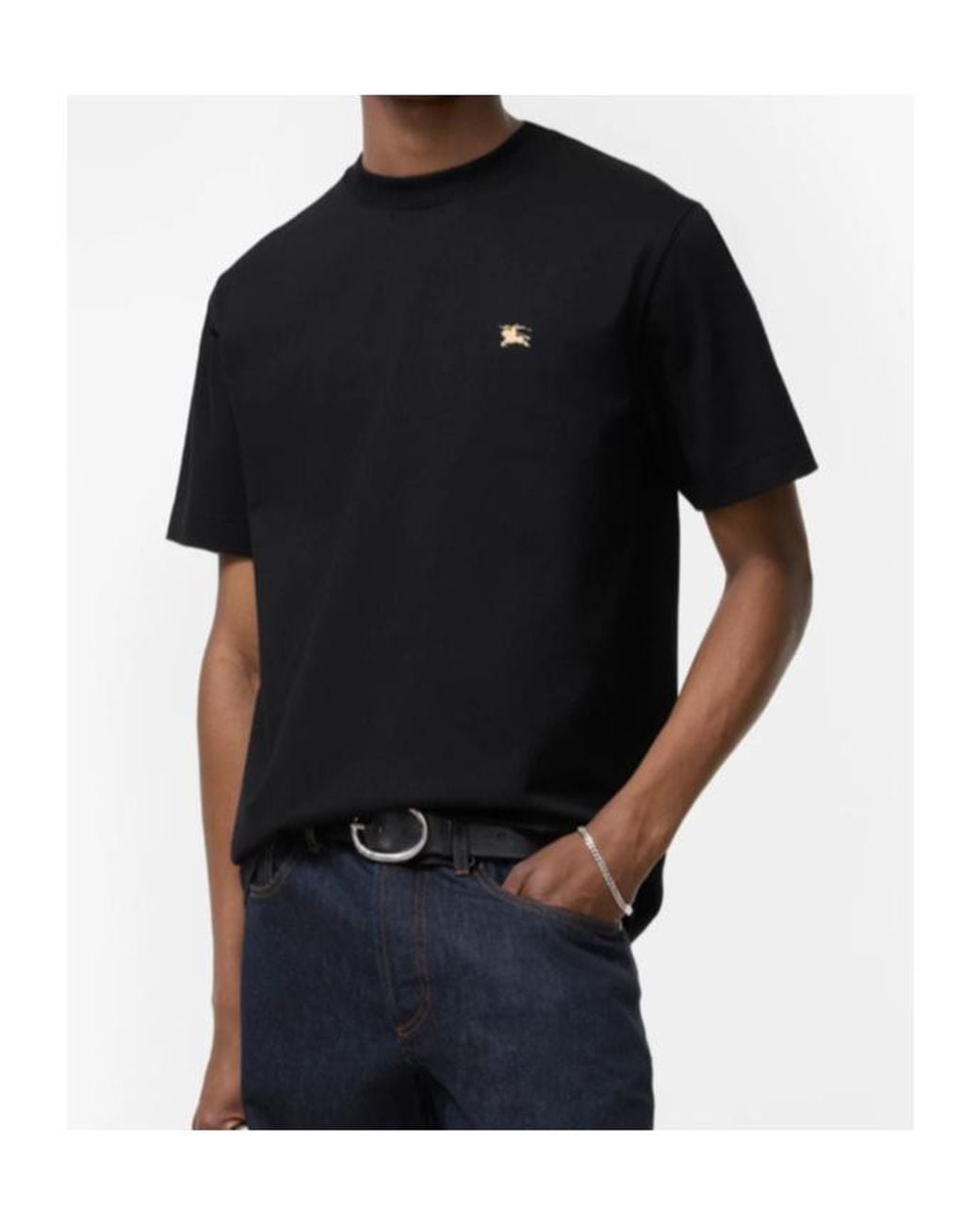 Burberry Black Ekd Embroidered Crewneck T-Shirt for men
