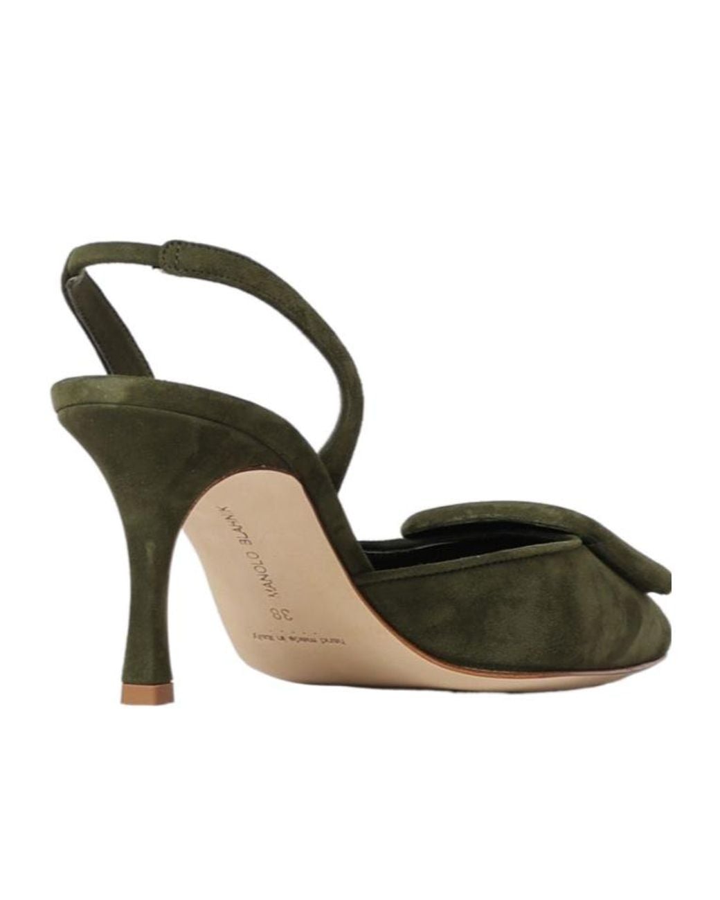 Manolo Blahnik Green Open-Back High-Heeled Sandals
