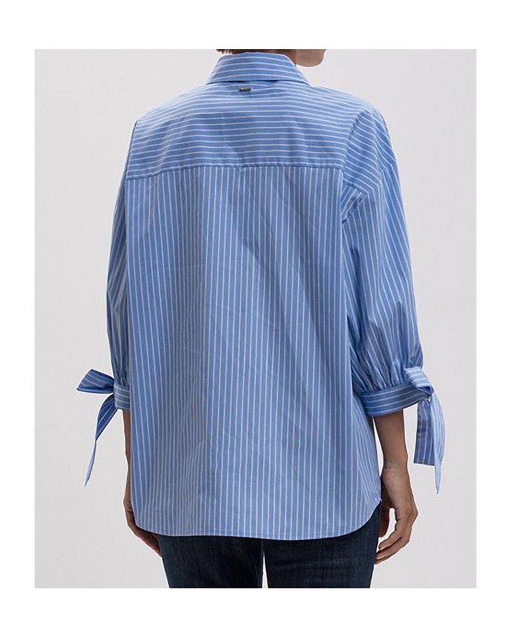 Twinset Blue Pinstriped Tie-Fastened Shirt