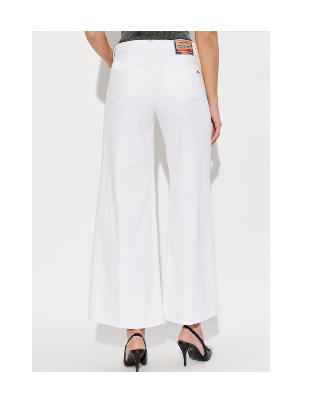 DIESEL White D-Akemi Pleated Flared Jeans