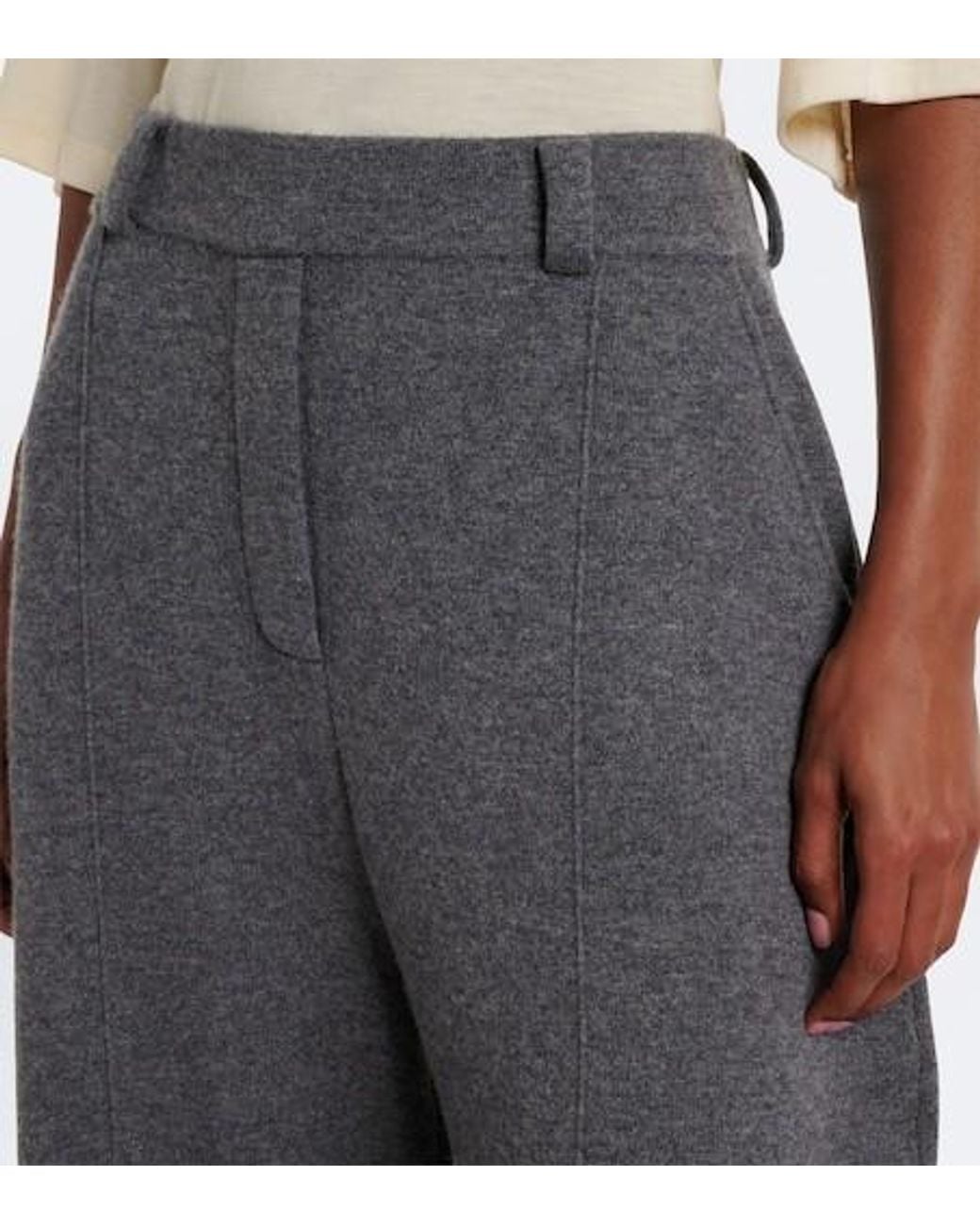 Lisa Yang Gray Wrenda Cashmere Barrel-Leg Pants