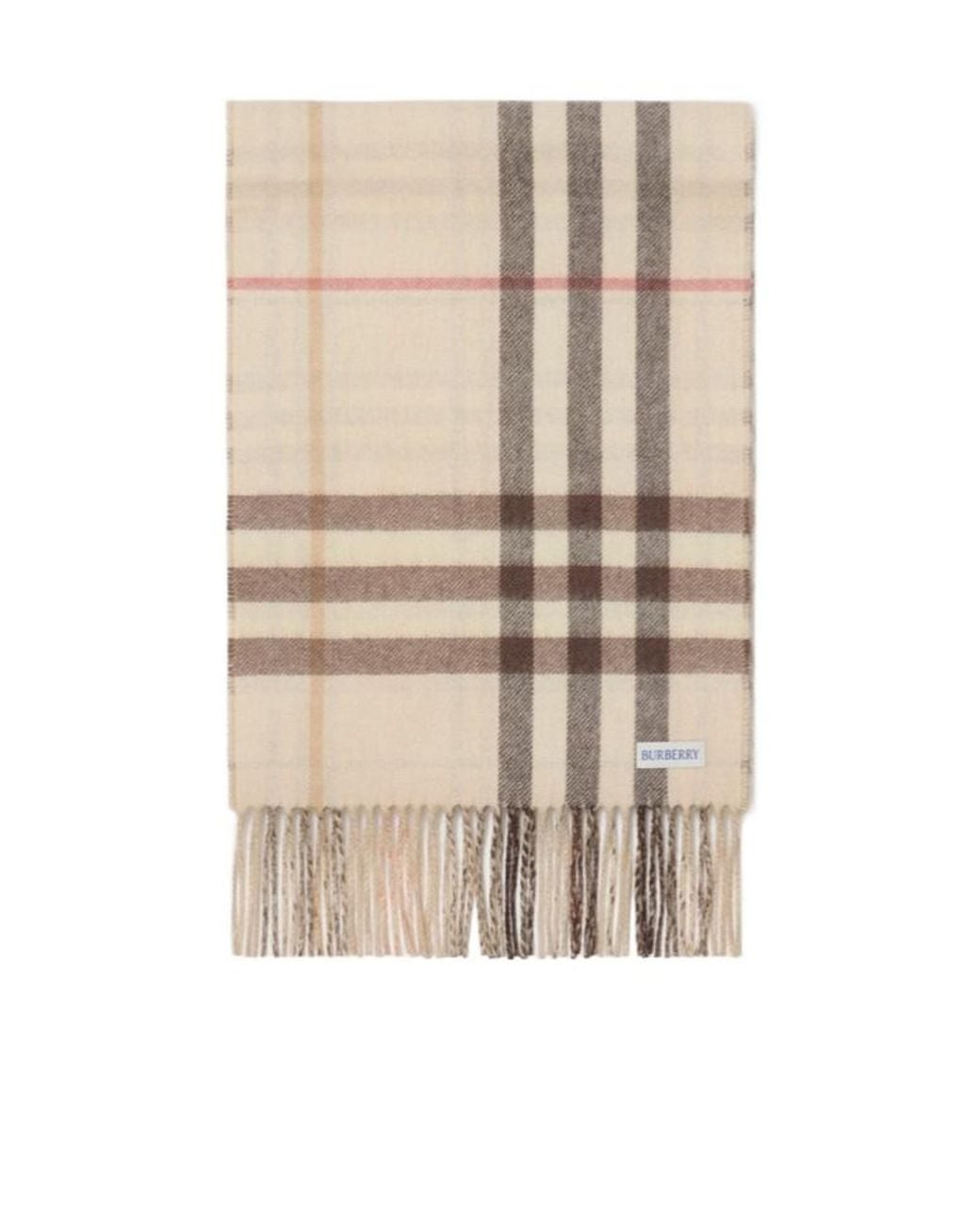 Burberry Natural Checked Fringed Scarf
