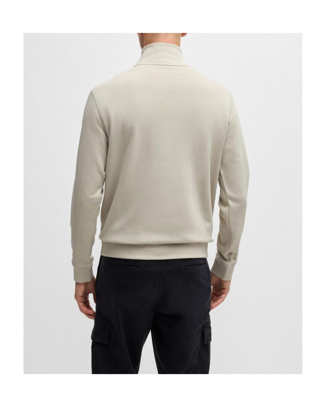 Boss Gray Zip Fleece Jumper for men